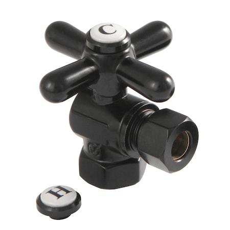 Kingston Brass CC33100X 3/8-Inch IPS X 3/8-Inch OD Comp Quarter-Turn Angle Stop Valve, Matte Black CC33100X